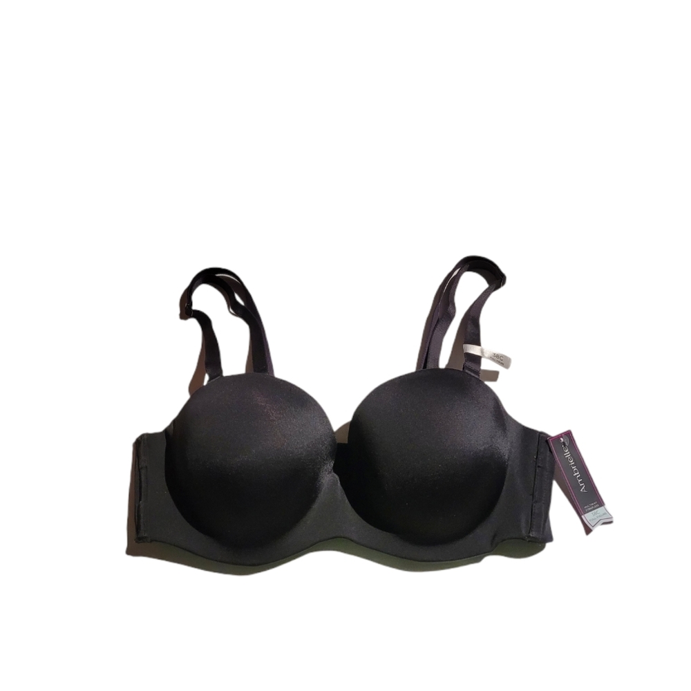 NWT Ambrielle Women's Black Multiway Strapless 38C Full Figure Push Up Bra